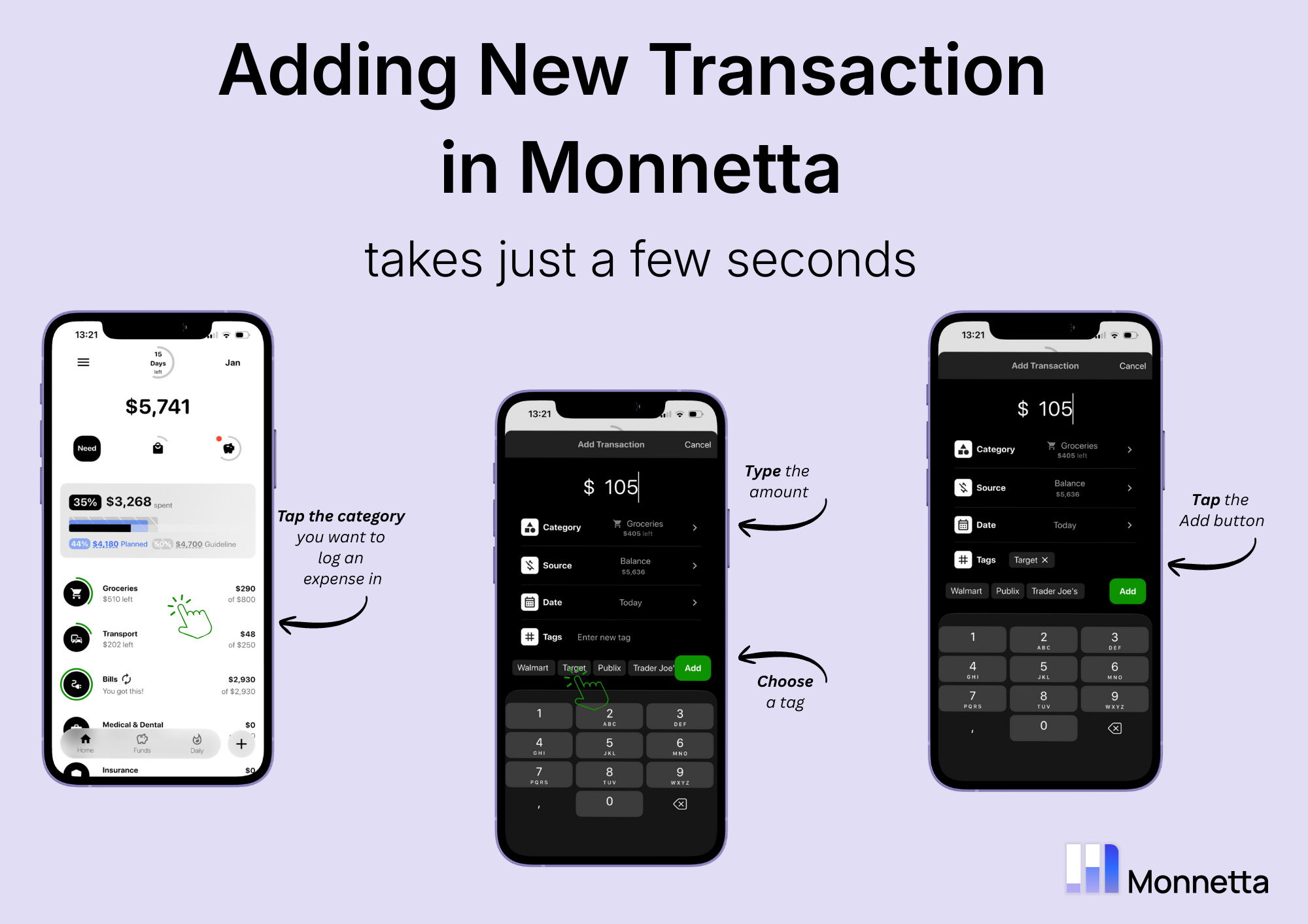 How to add a transaction in Monnetta